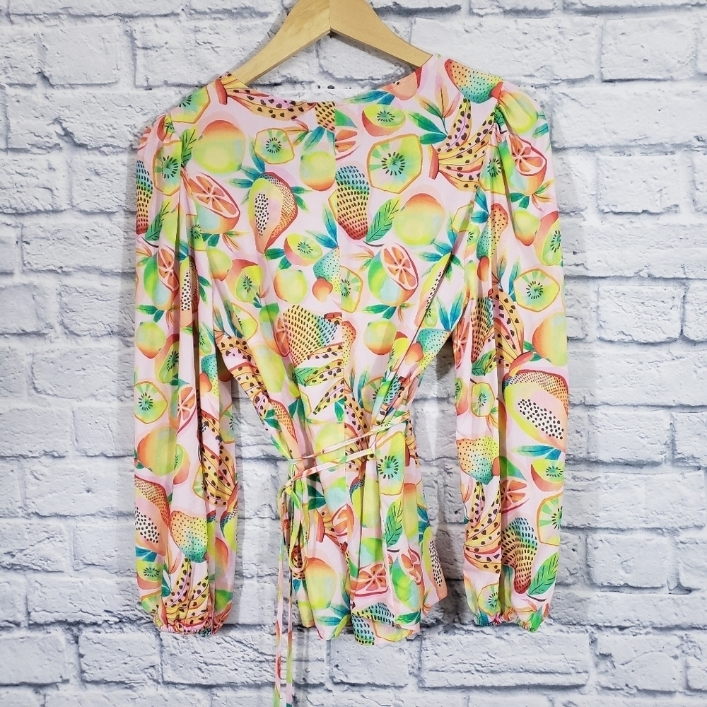 Farm Rio Anthropologie Rainforest wrap blouse - Picture 4 of 8